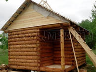 Сруб бани из бревна, строительство 2016 год, фото 6