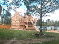 Сруб бани из бревна, строительство 2016 год, фото 7